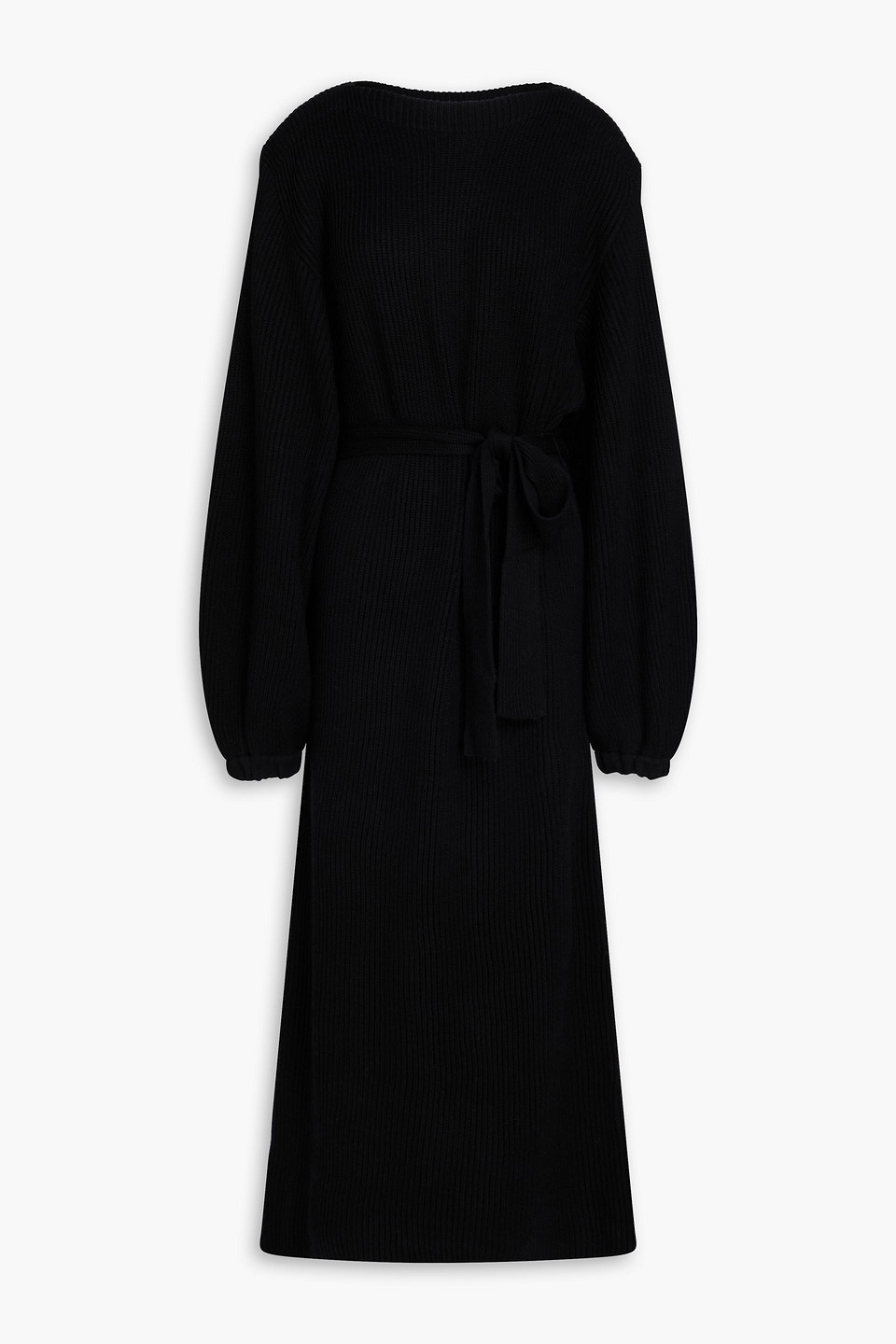 zimmermann - ribbed wool midi dress - black - l