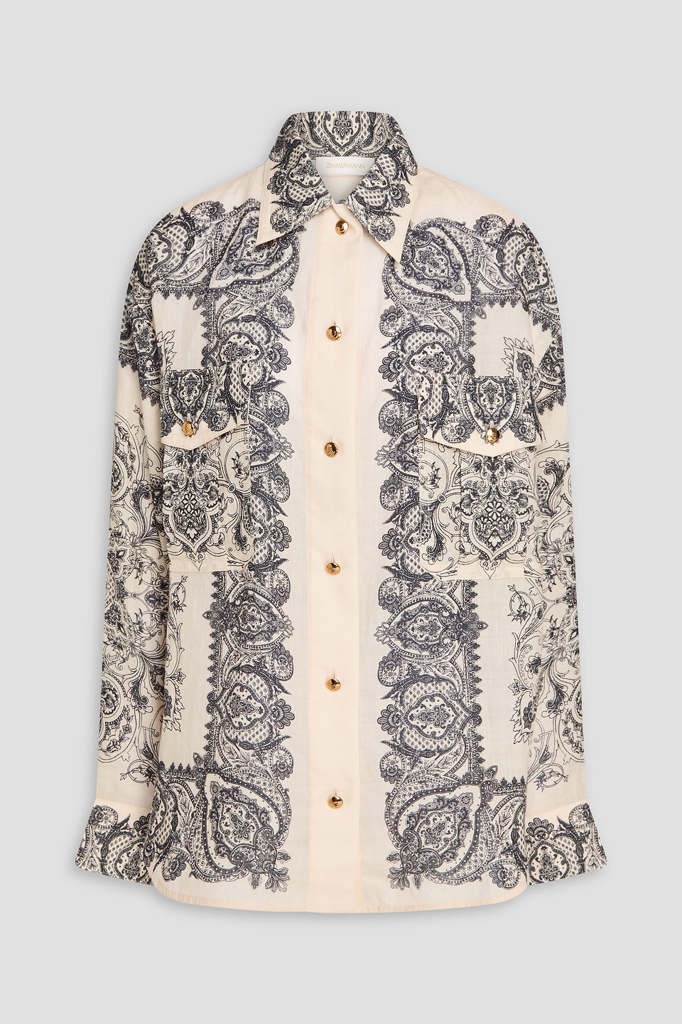 zimmermann - paisley-print ramie shirt - white - 1