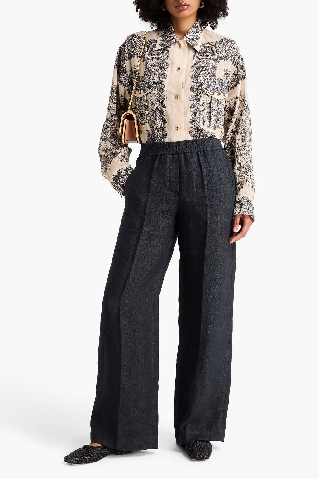 ZIMMERMANN 페이즐리 프린트 라미 셔츠