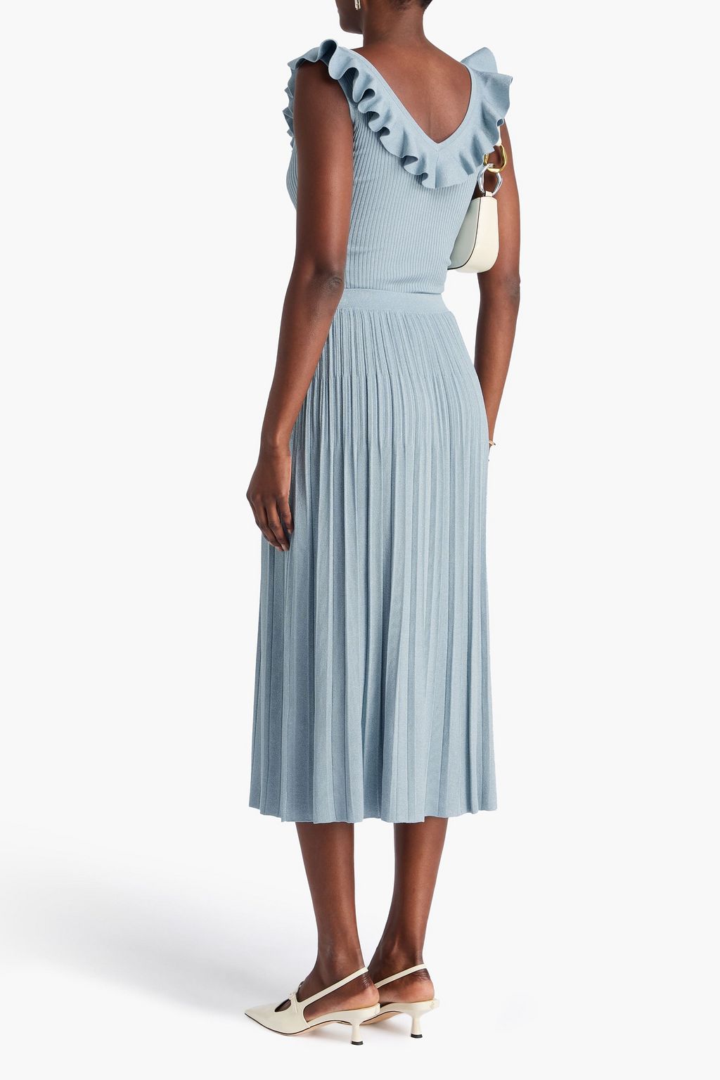 ZIMMERMANN Metallic ribbed-knit midi skirt