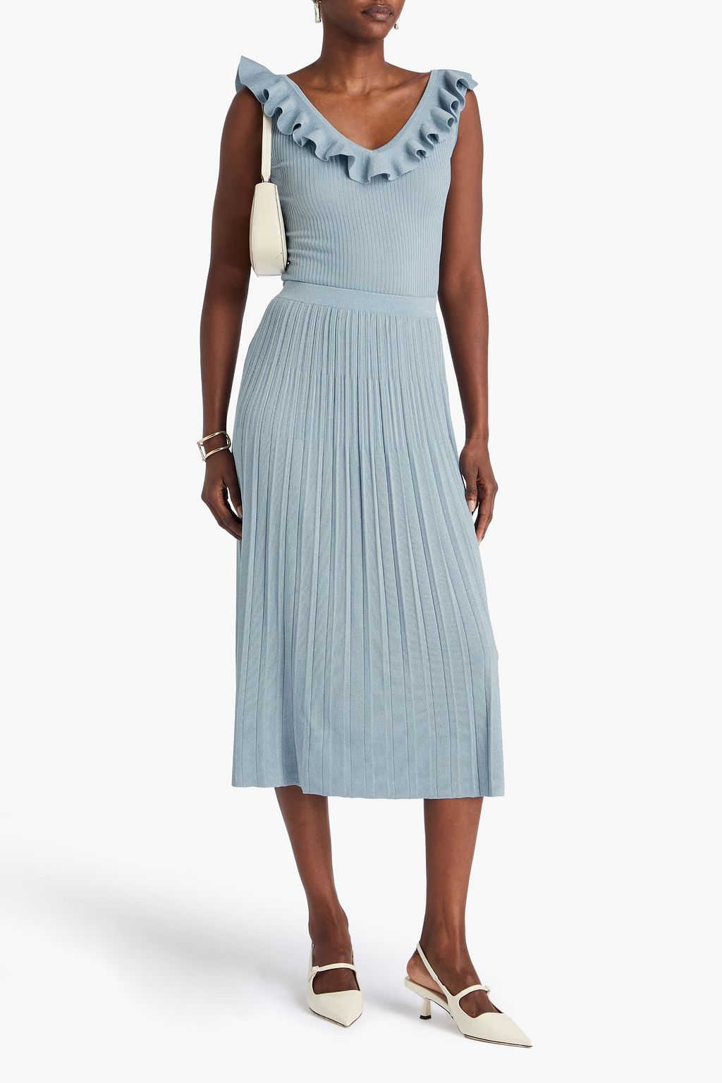 ZIMMERMANN Metallic ribbed-knit midi skirt
