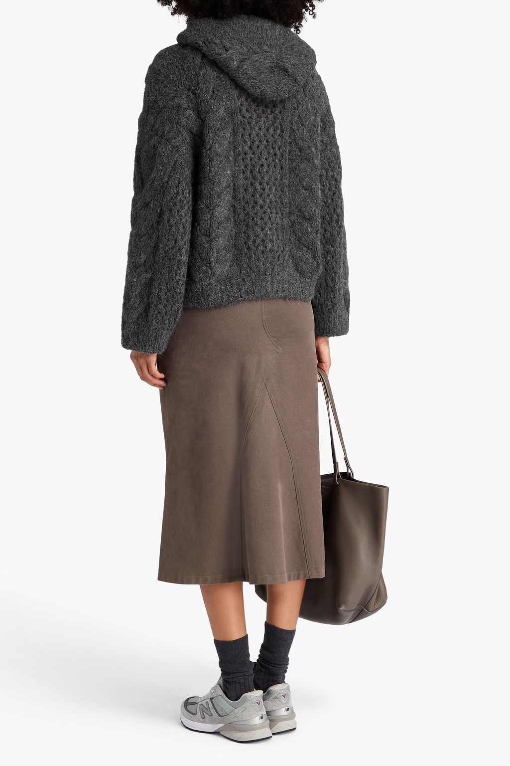 BRUNELLO CUCINELLI Pullover aus einer Alpakamischung mit Kapuze und Zopfstrickmuster