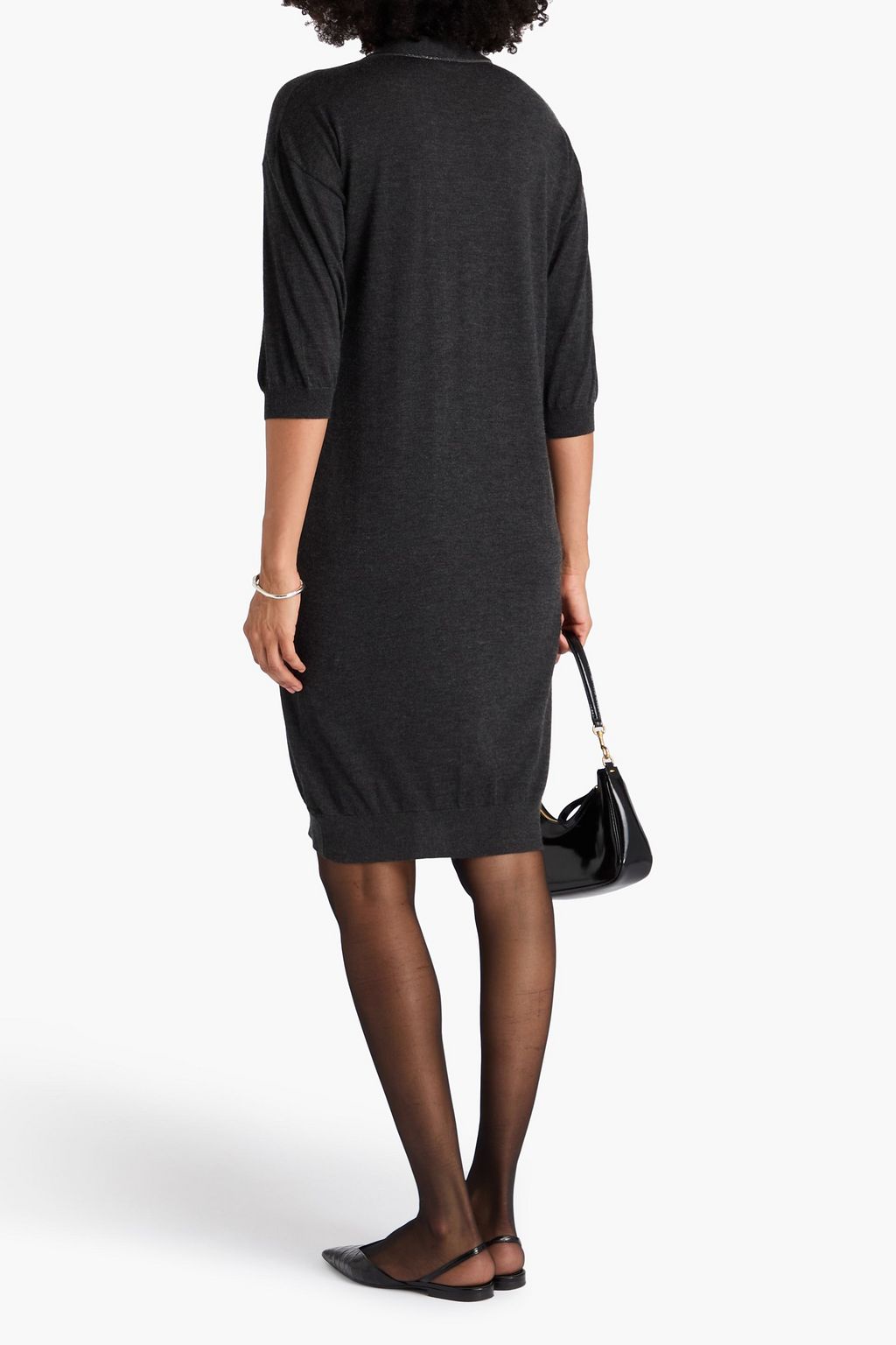BRUNELLO CUCINELLI Bead-embellished cashmere and silk-blend dress