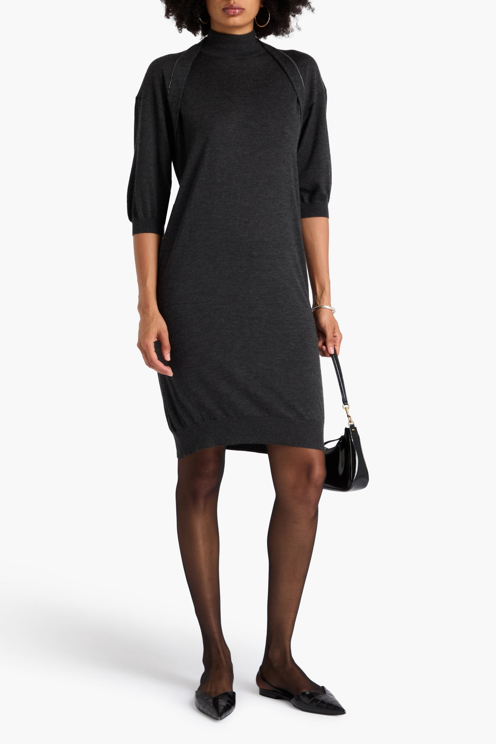 Brunello Cucinelli Bead-embellished cashmere and silk-blend dress