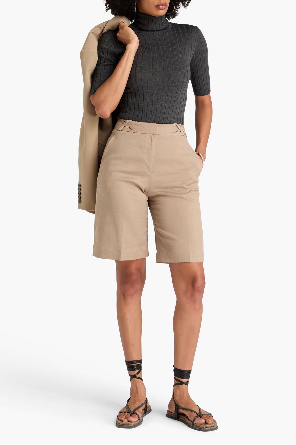 BRUNELLO CUCINELLI Ribbed metallic cashmere-blend turtleneck sweater