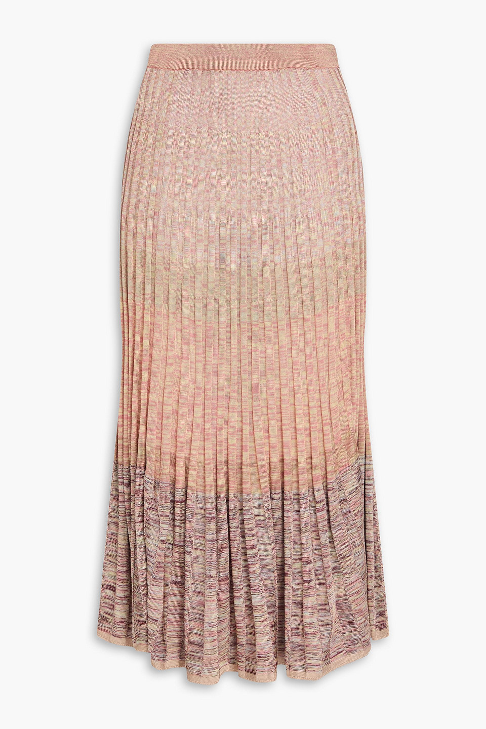 Zimmermann Marled Ribbed-knit Midi Skirt In Pink