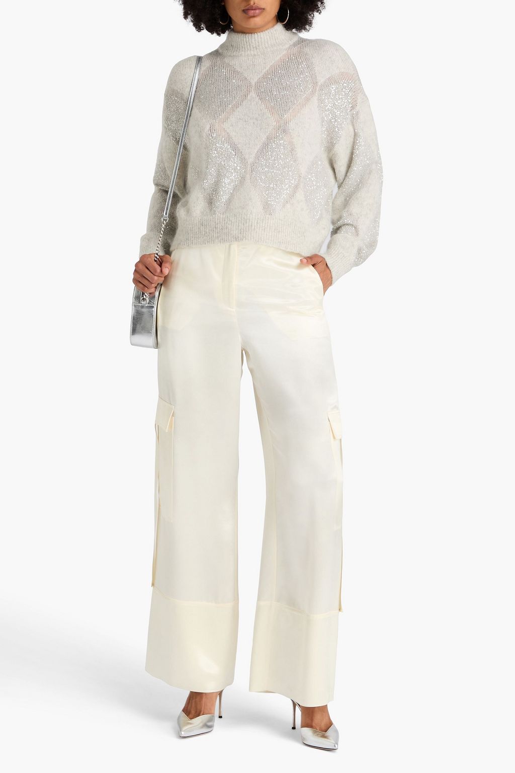 BRUNELLO CUCINELLI Rollkragenpullover aus einer Woll-Mohairmischung in Metallic-Optik