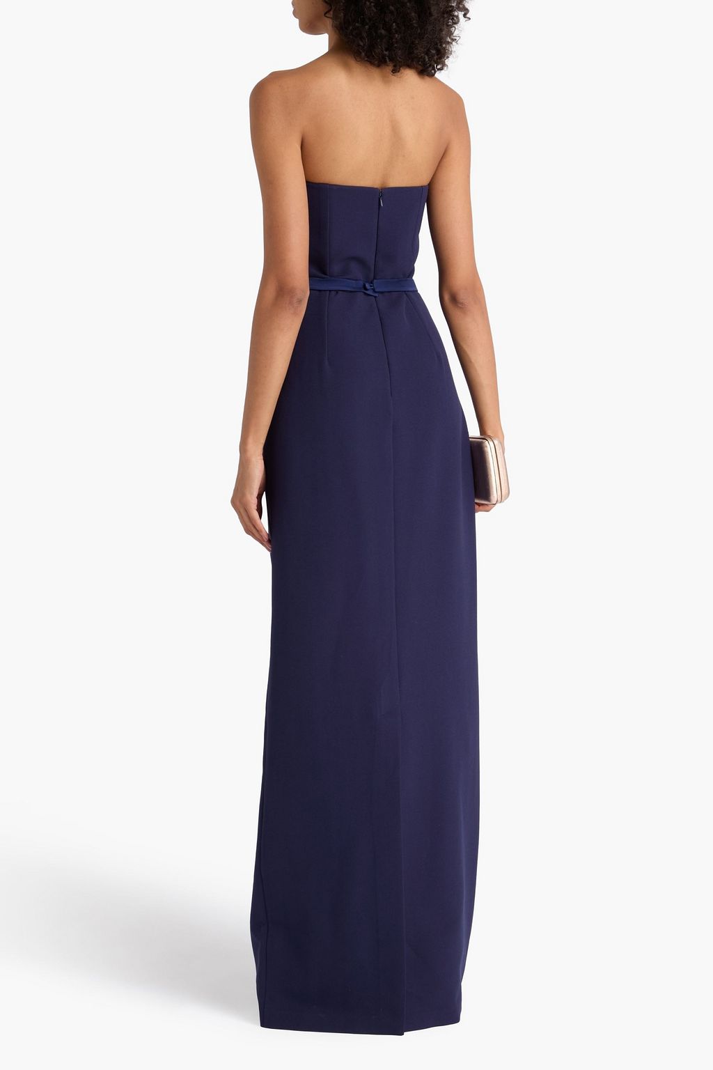 SAFIYAA Strapless satin-trimmed crepe gown