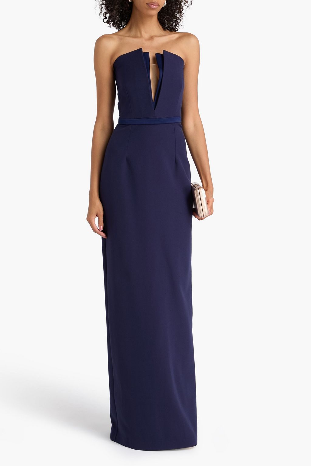 SAFIYAA Strapless satin-trimmed crepe gown