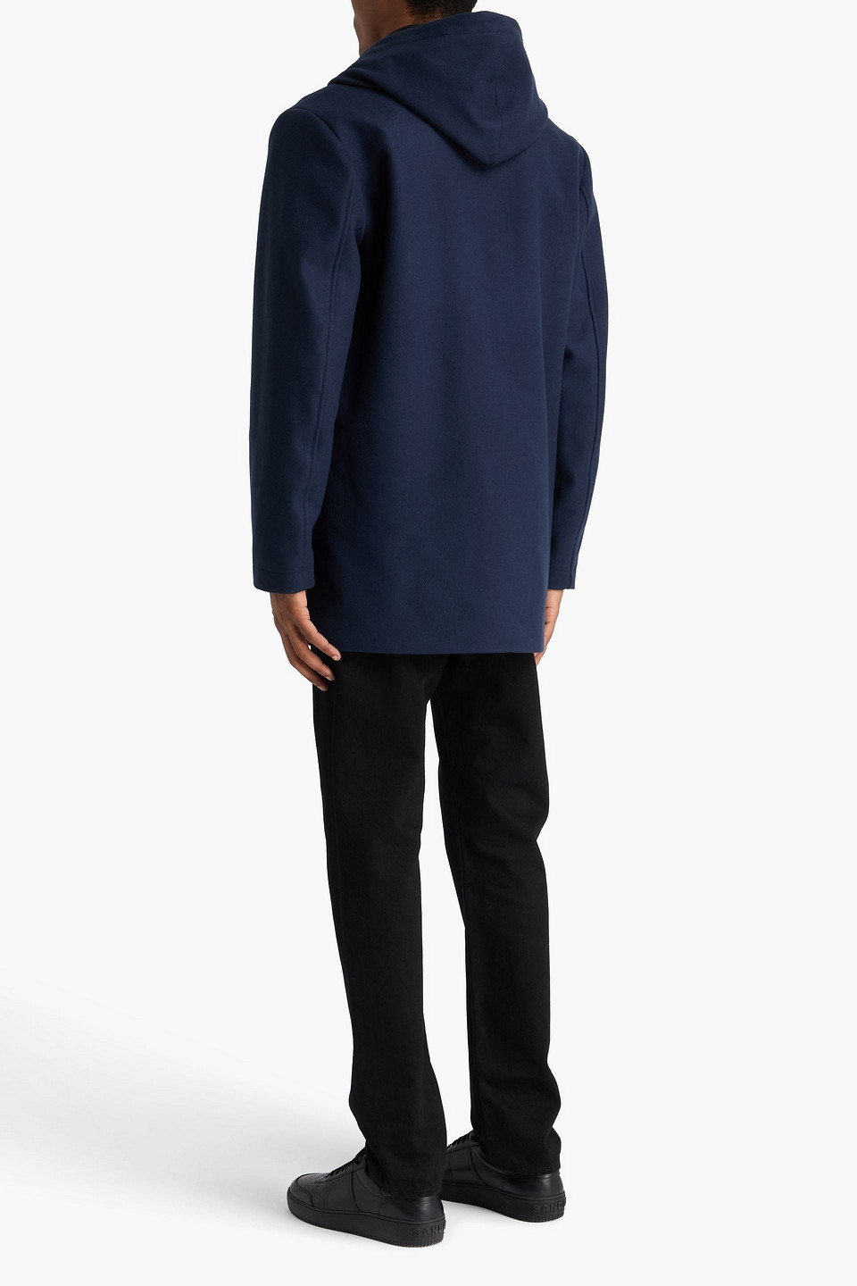  Sandro - Wool-blend Felt Hooded Coat - Blue - M 