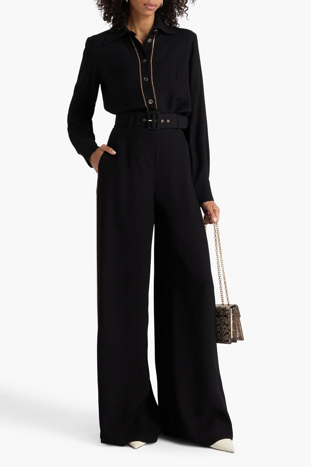 ZIMMERMANN Belted crepe wide-leg pants