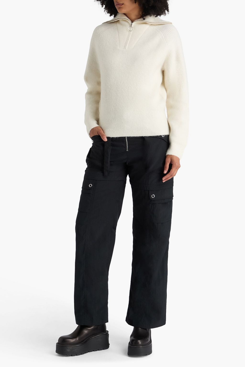 J. LINDEBERG Finja ribbed-knit half-zip sweater