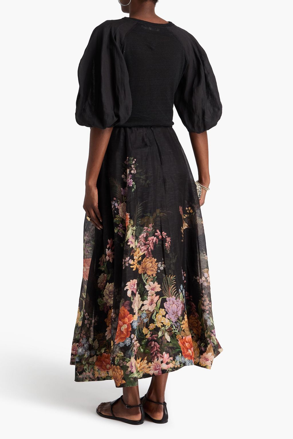 ZIMMERMANN Linen-gauze and jersey top