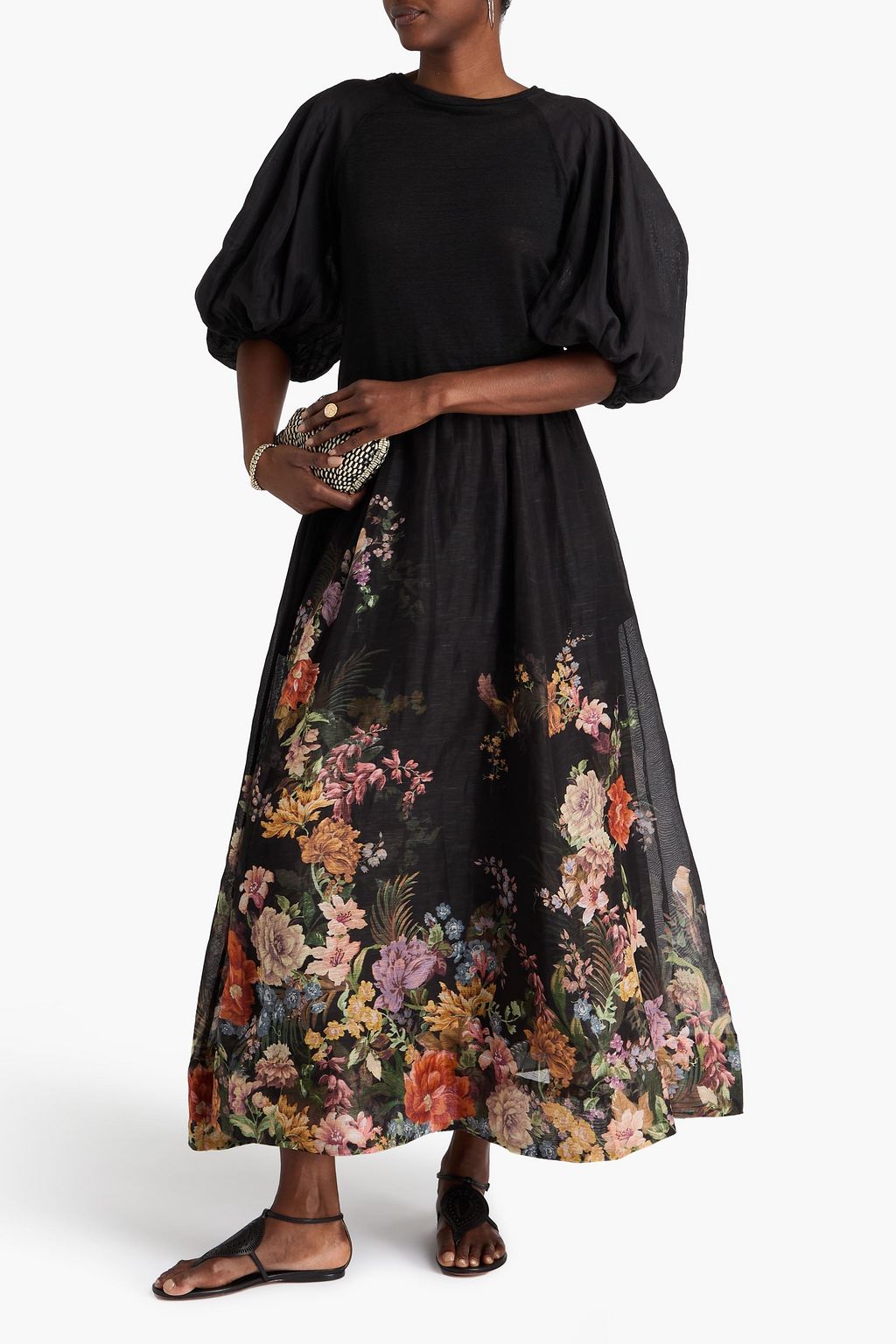 ZIMMERMANN Linen-gauze and jersey top