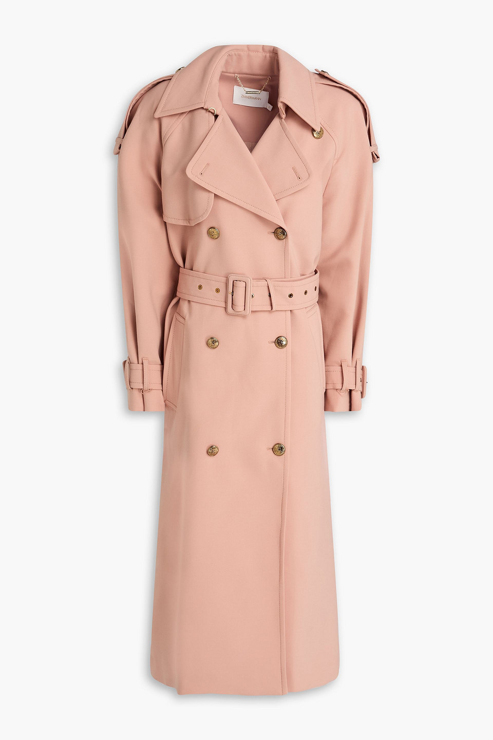 Zimmermann Double-breasted Crepe Trench Coat In Neutral