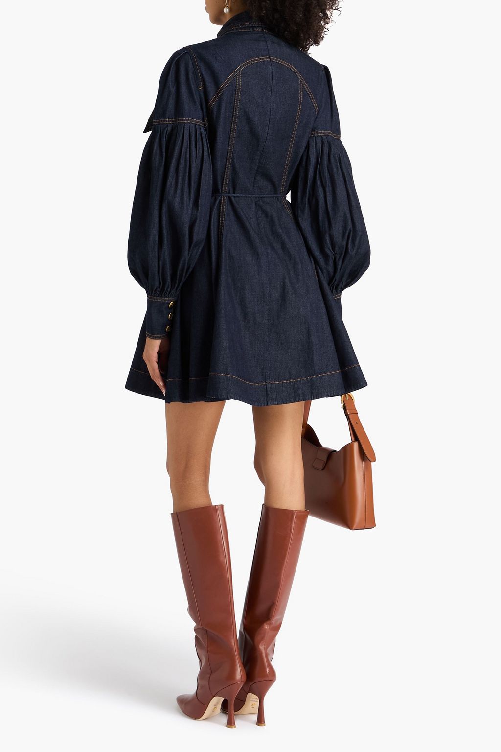 ZIMMERMANN デニム ミニシャツワンピース リボンタイ