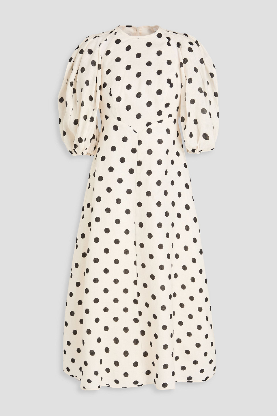 Zimmermann Polka-dot Linen Midi Dress In White