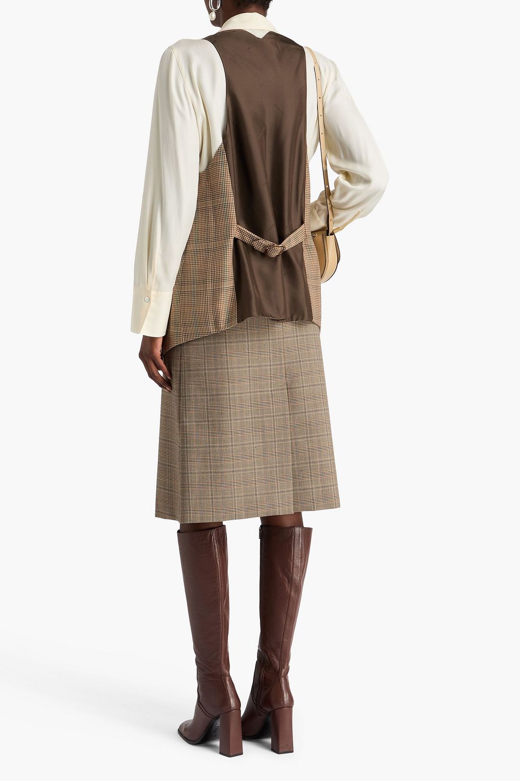 ZIMMERMANN Prince of Wales checked wool-blend jacquard and satin-twill vest