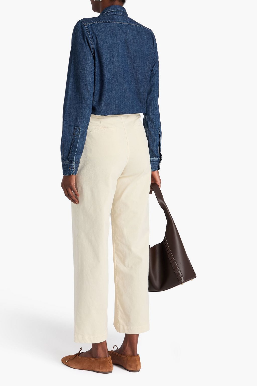 NILI LOTAN Hose „Hartley“ mit weitem Bein aus Stretch-Baumwoll-Twill