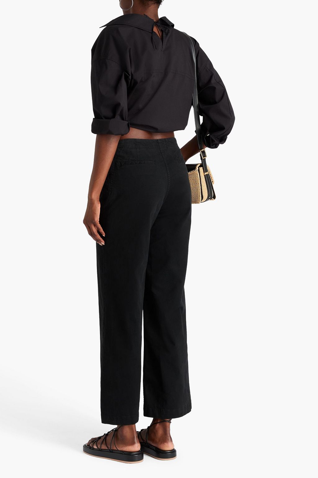 NILI LOTAN Hose „Hartley“ mit weitem Bein aus Stretch-Baumwoll-Twill