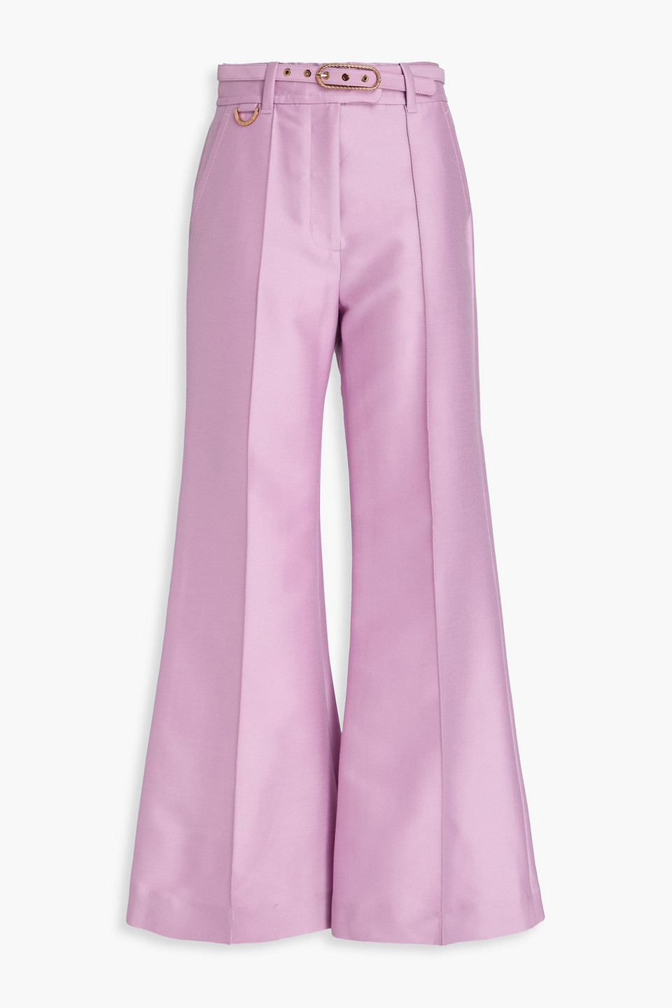 Zimmermann Wool And Silk-blend Wide-leg Trousers In Purple