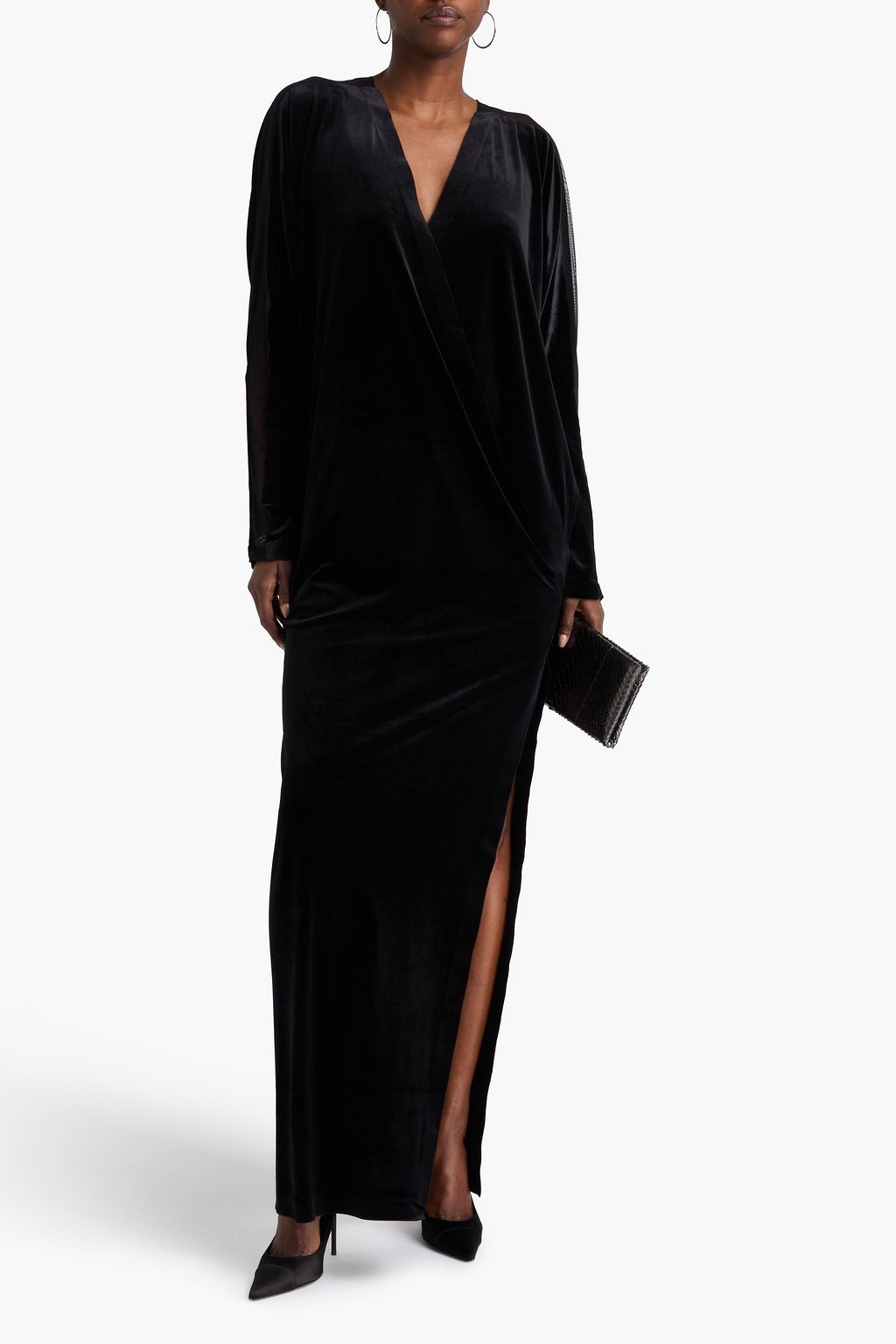 NORMA KAMALI Dolman wrap-effect stretch-velvet gown