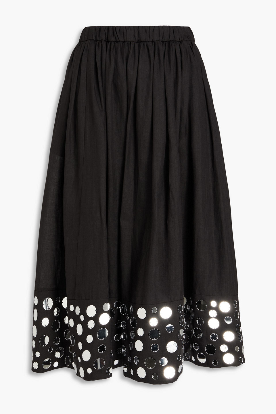 zimmermann - embellished ramie midi skirt - black - 00