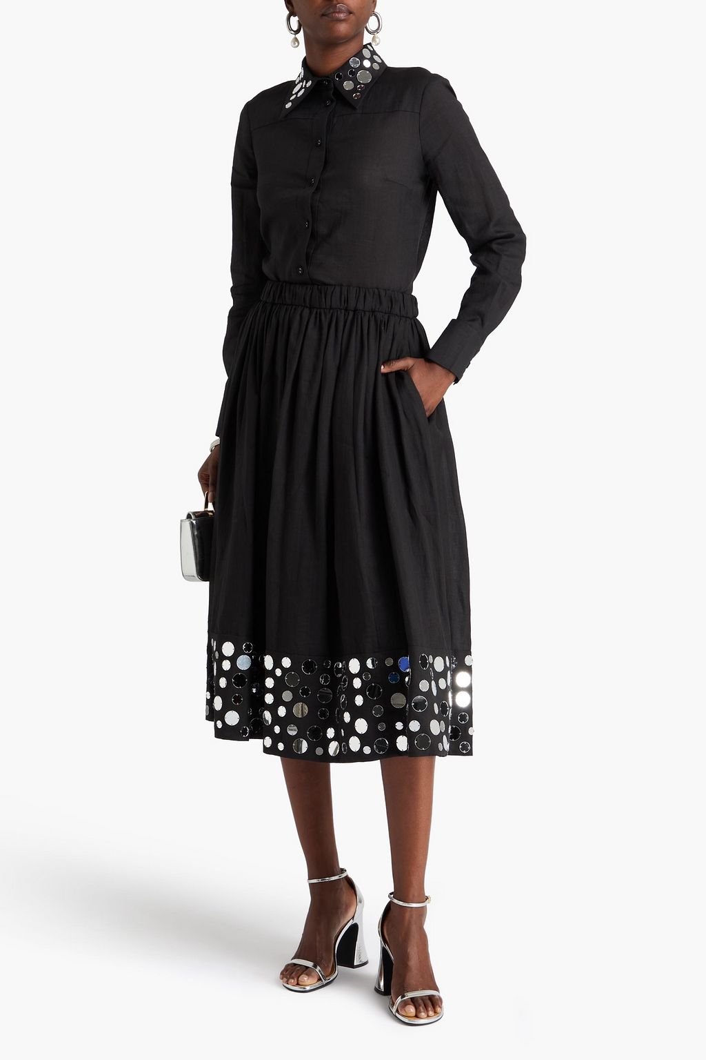 ZIMMERMANN Embellished ramie midi skirt