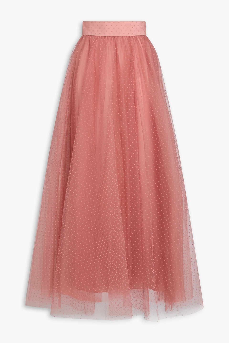 Zimmermann Polka-dot Flocked Tulle Maxi Skirt In Pink
