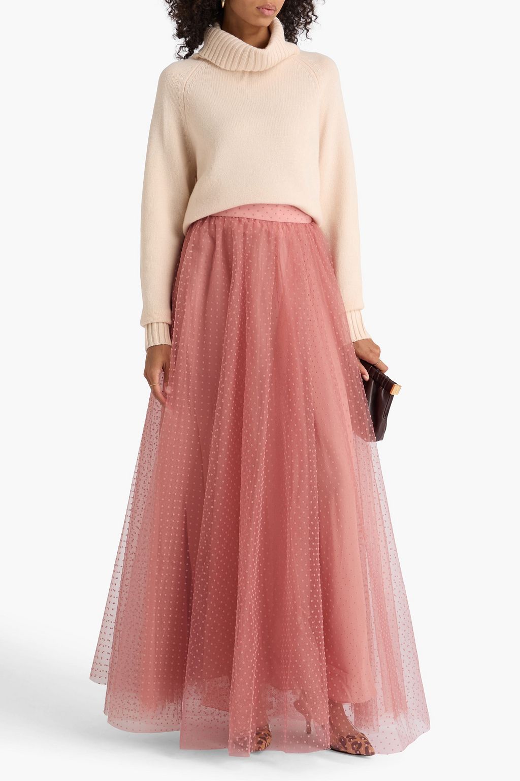 ZIMMERMANN Polka-dot flocked tulle maxi skirt