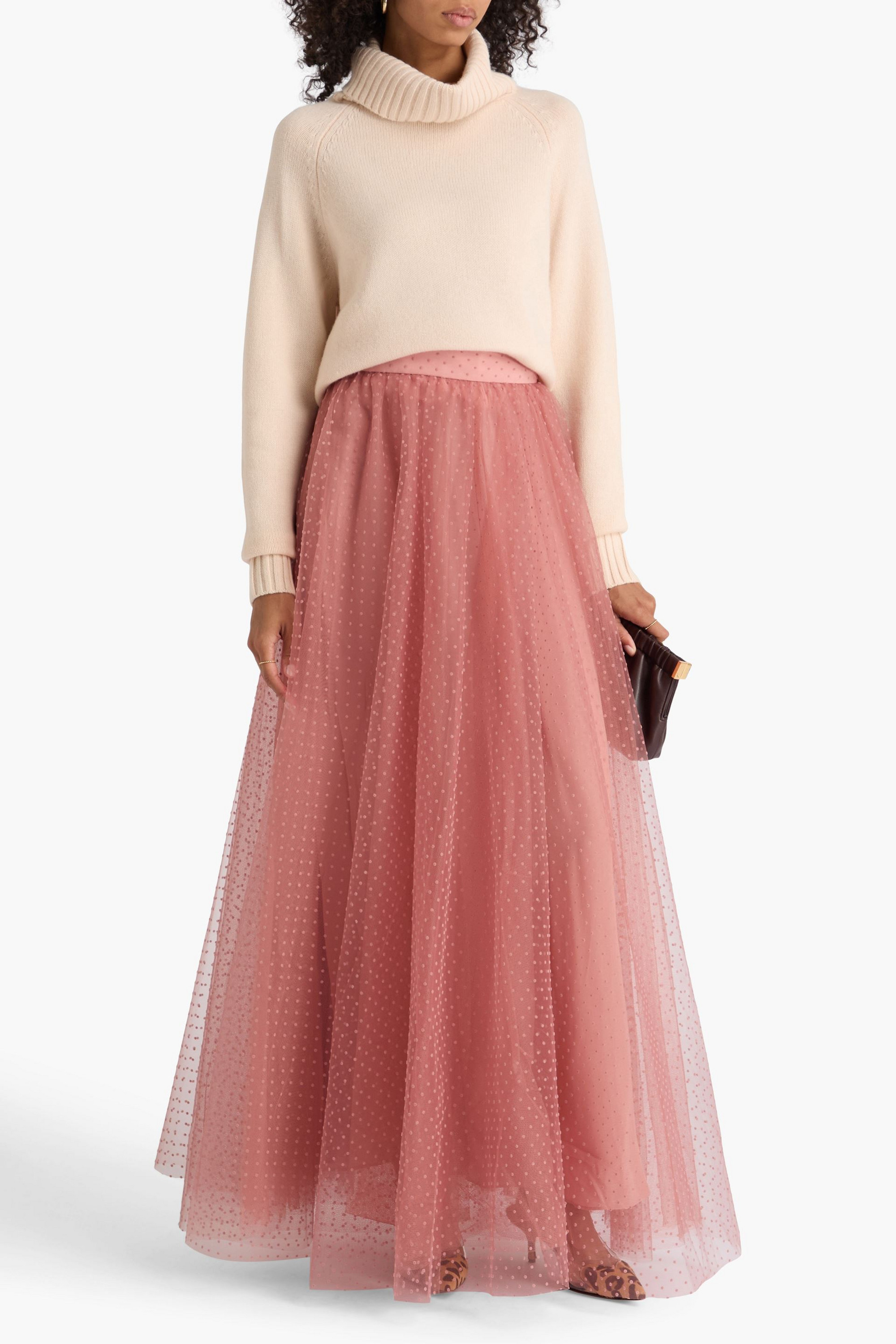Zimmermann Polka-dot flocked tulle maxi skirt