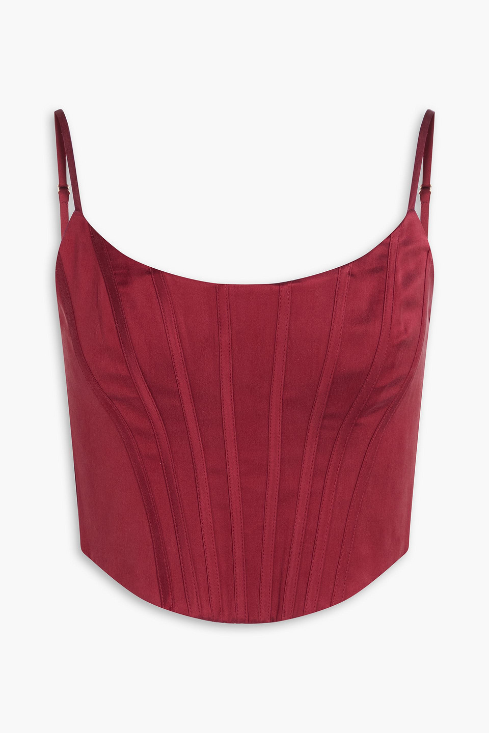 Zimmermann Cropped Washed-silk Bustier Top In Burgundy