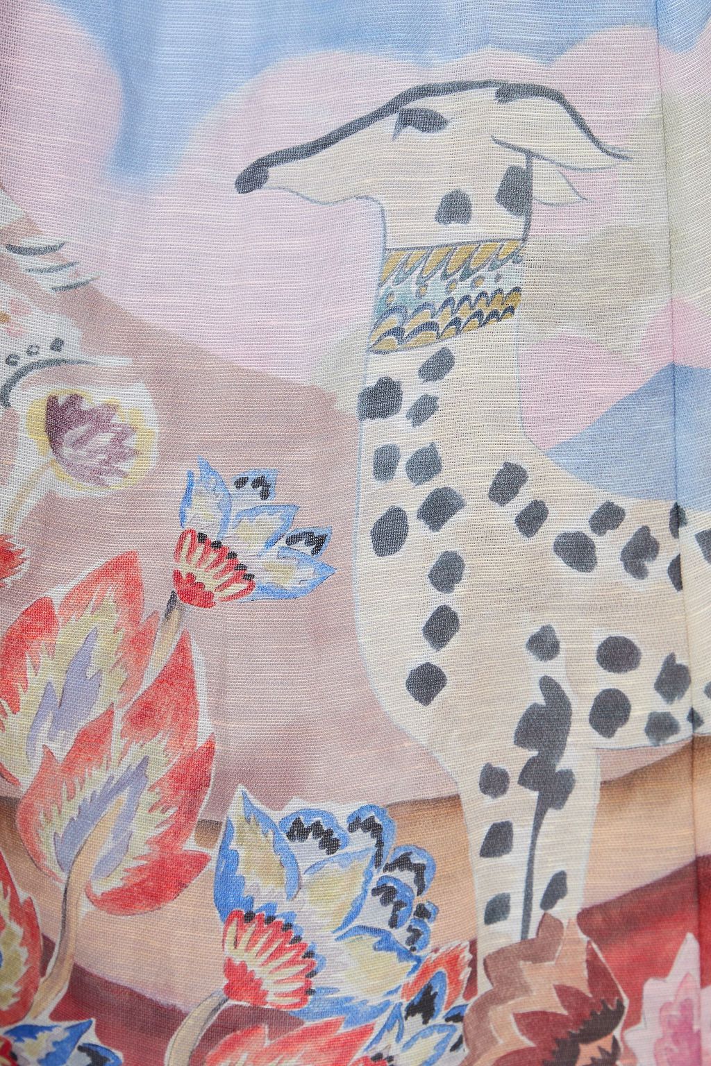 ZIMMERMANN Floral-print linen and silk-blend organza midi skirt