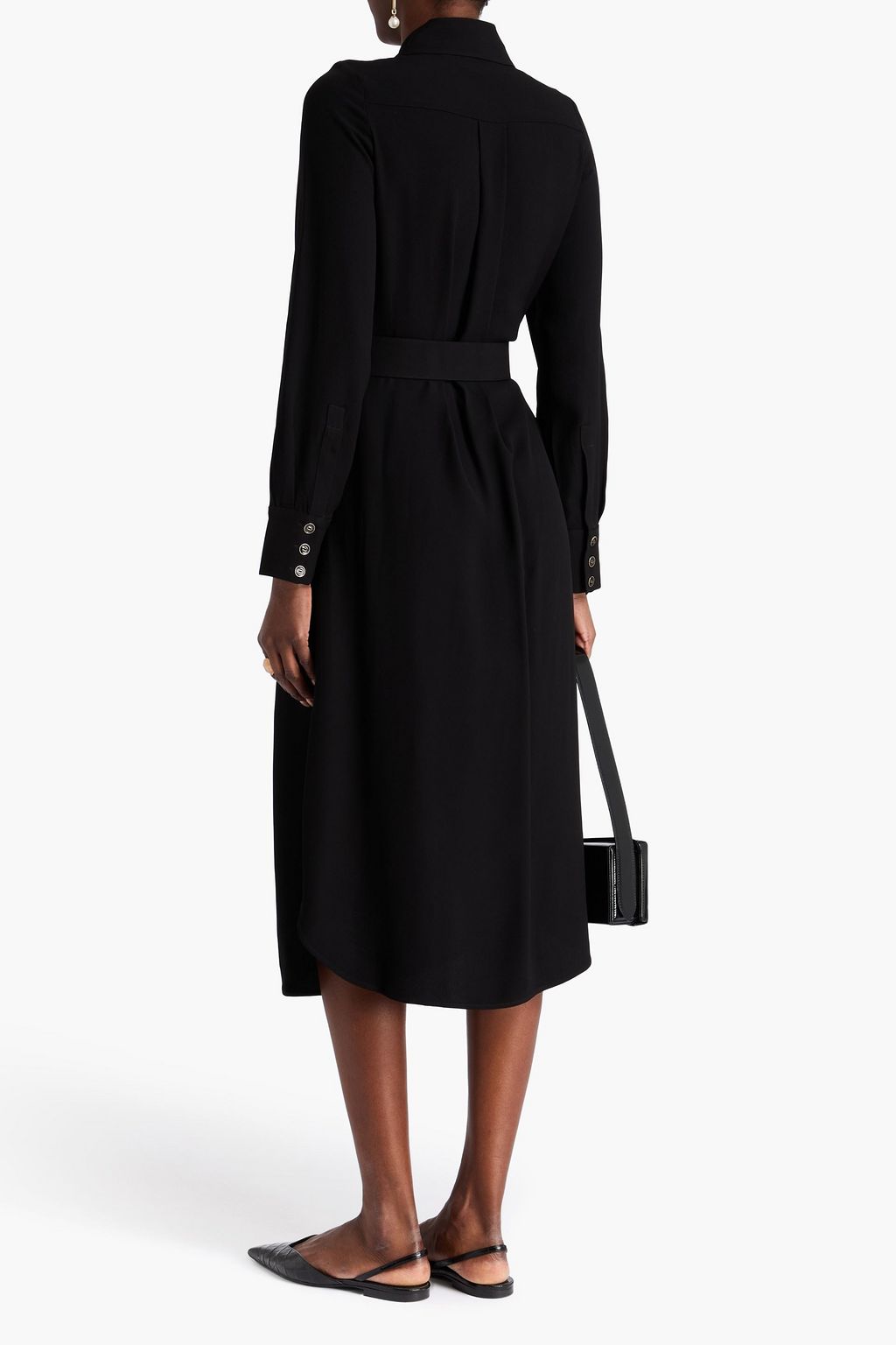 ZIMMERMANN Belted chain-embellished crepe midi shirt dress