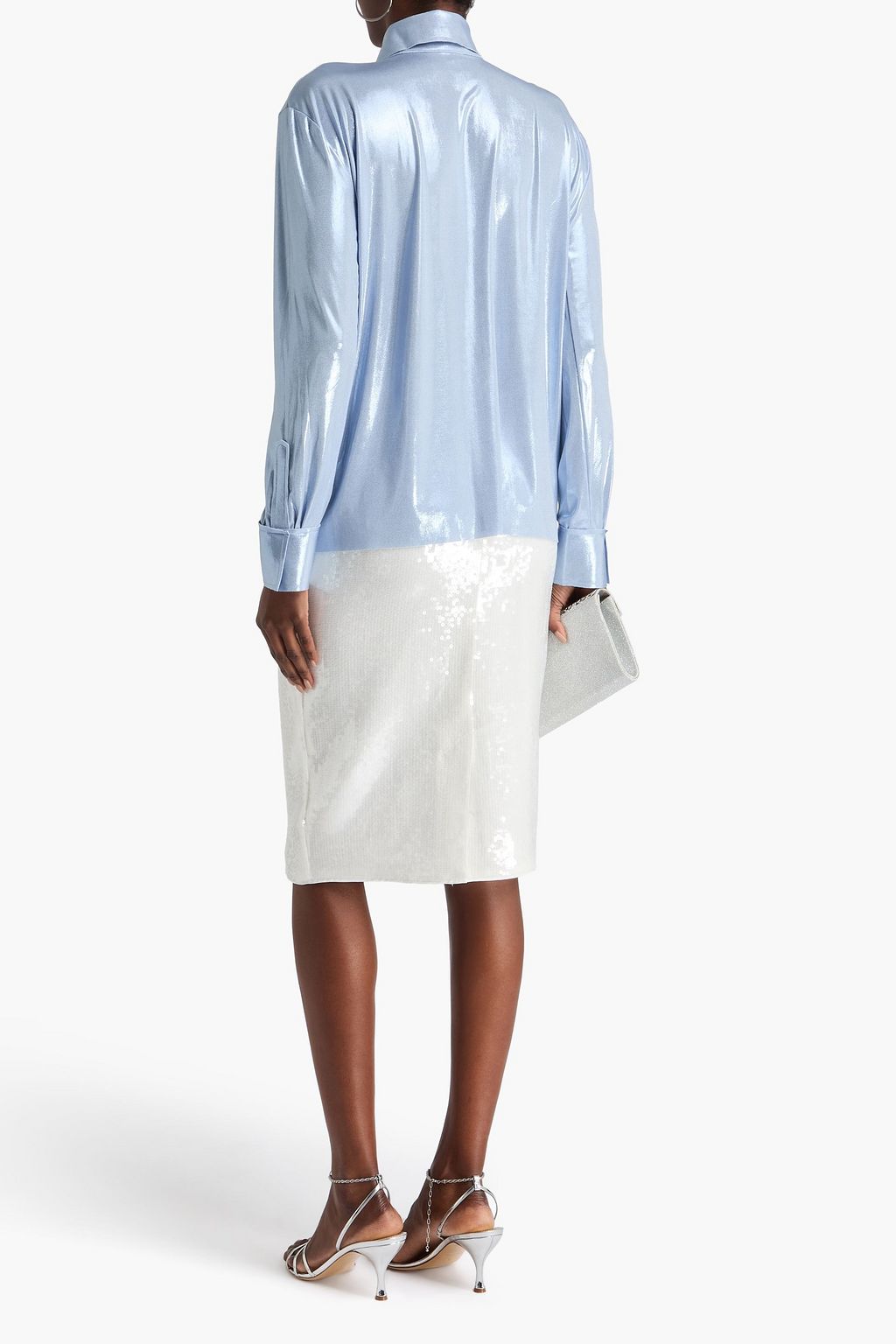 NORMA KAMALI Metallic stretch-jersey shirt