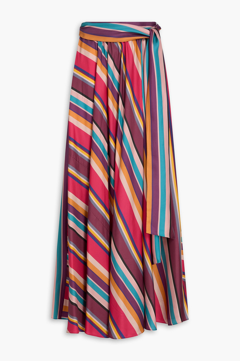 zimmermann - belted striped silk-twill maxi skirt - multicolor - 2