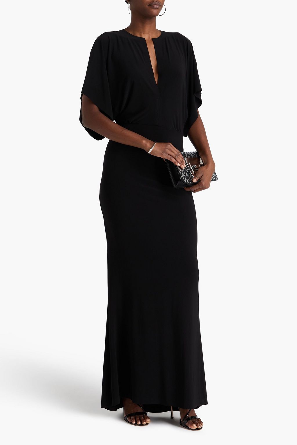 NORMA KAMALI Obie gathered stretch-jersey gown
