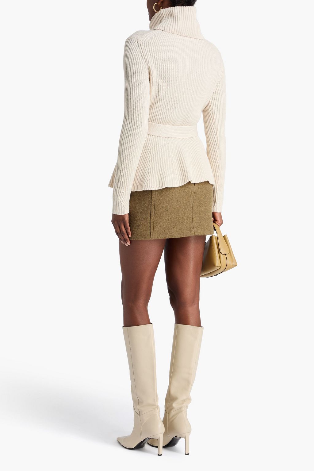 ZIMMERMANN Belted ribbed wool turtleneck sweater