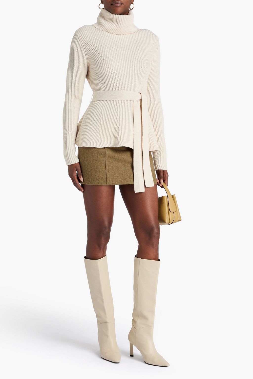 ZIMMERMANN Belted ribbed wool turtleneck sweater