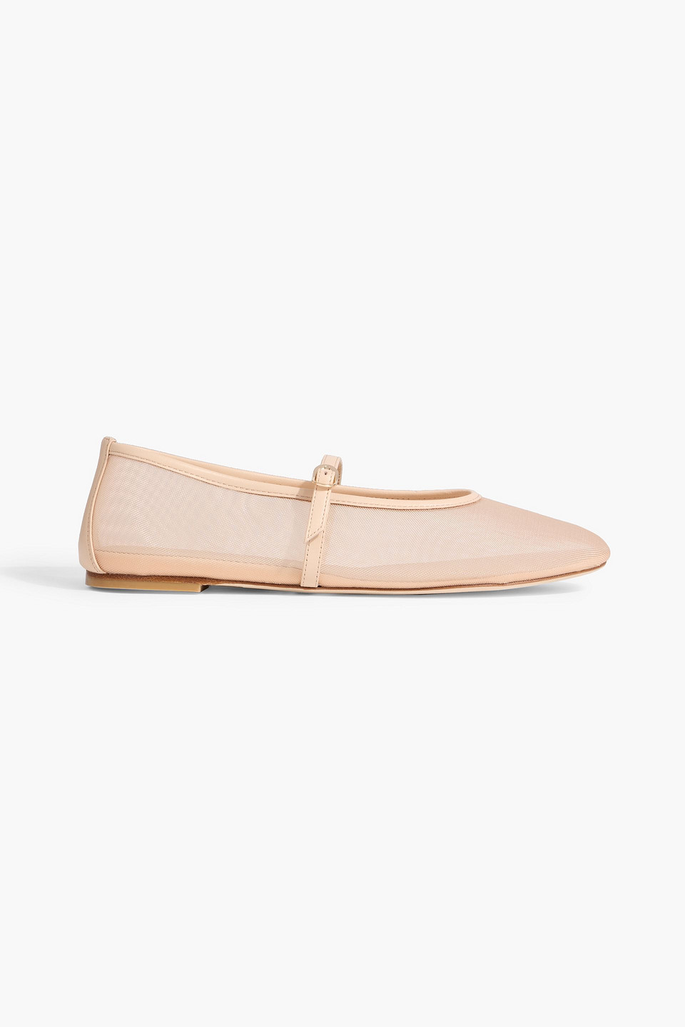 Stuart Weitzman Bareitall Leather-trimmed Mesh Mary Jane Flats In Neutral