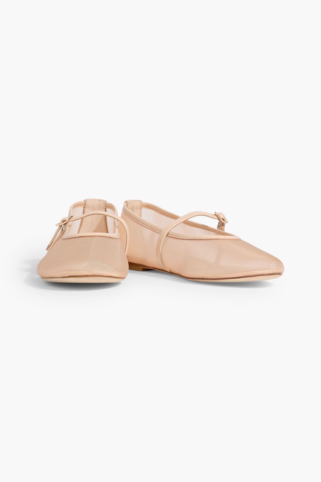 STUART WEITZMAN Bareitall leather-trimmed mesh Mary Jane flats