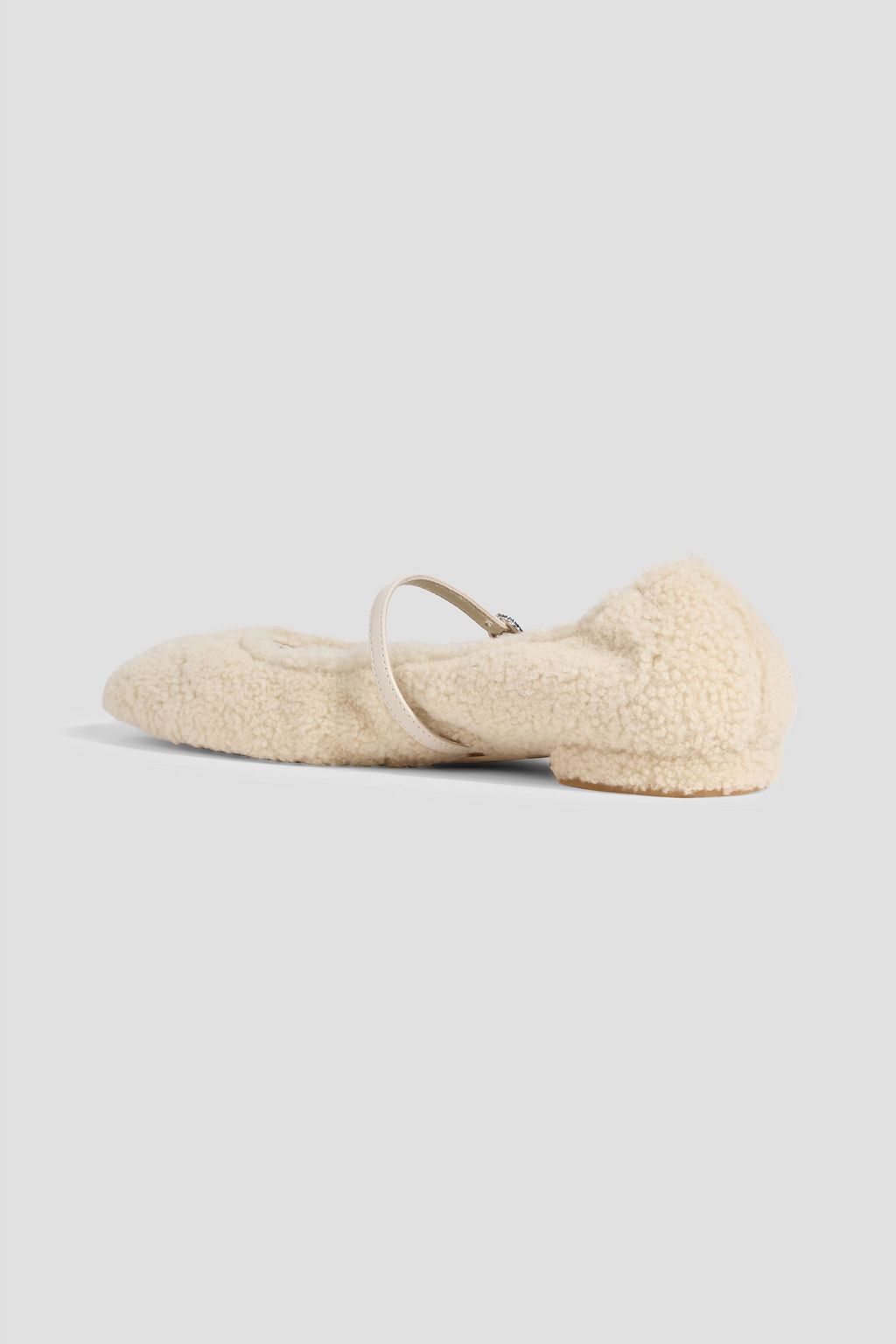 STUART WEITZMAN Lennox leather-trimmed shearling Mary Jane flats