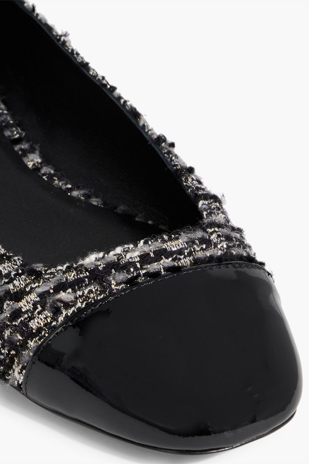 STUART WEITZMAN Eden metallic tweed and patent-leather flats