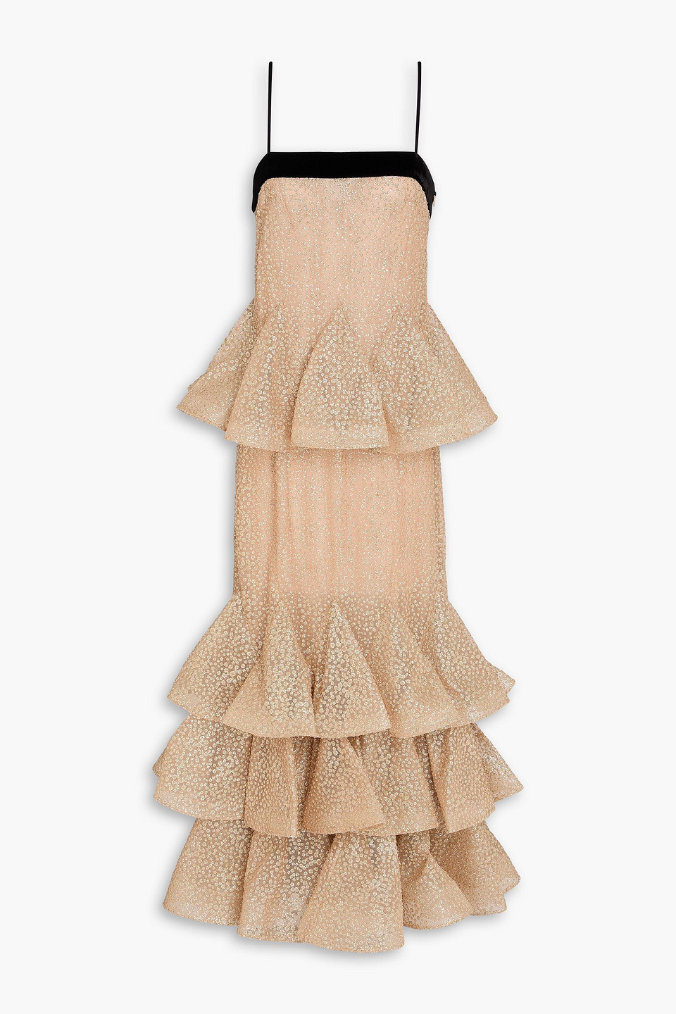 zimmermann - tiered glittered tulle maxi dress - neutral - 2