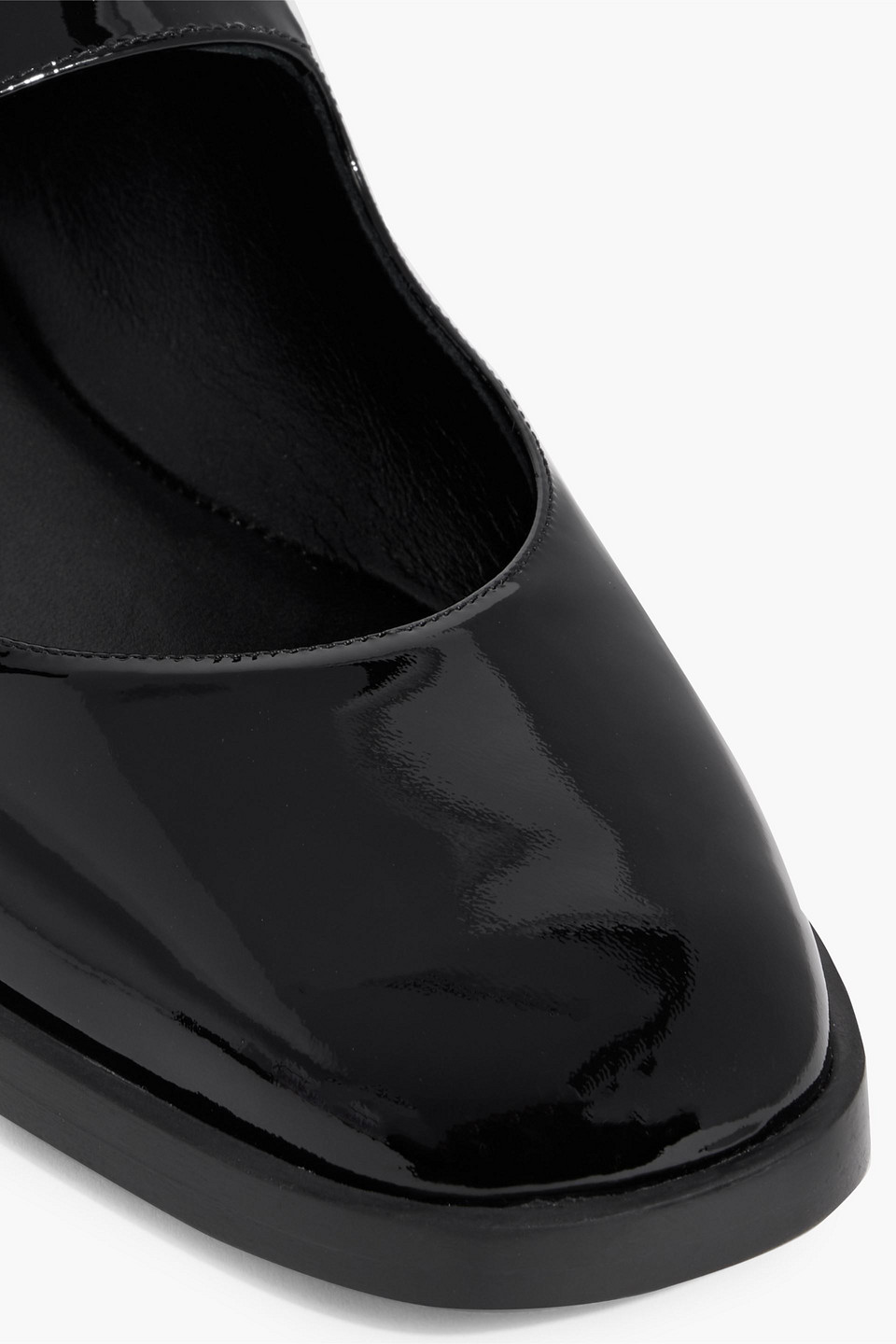 Stuart Weitzman Loralei Patent-leather Mary Jane Flats In Black