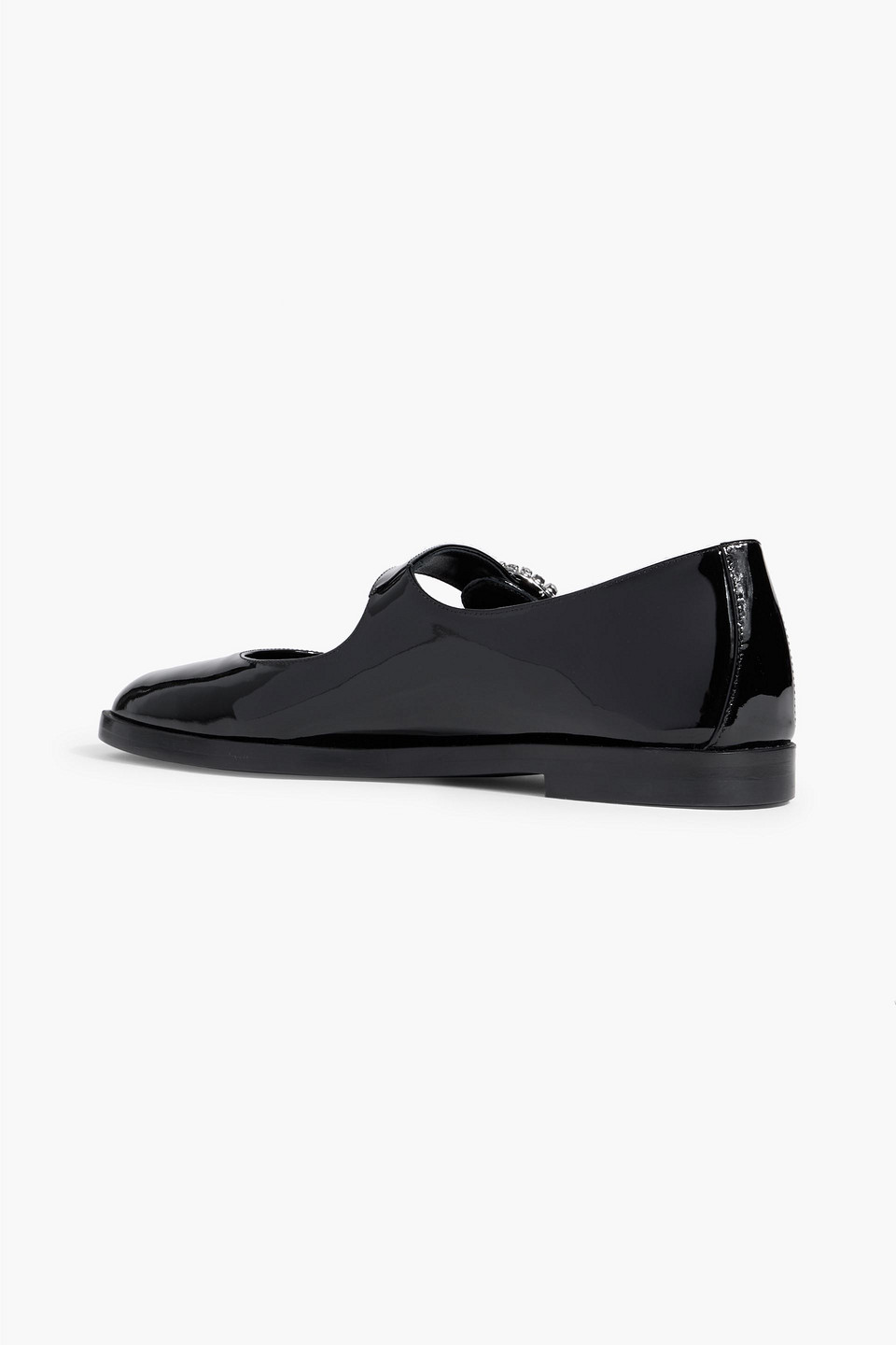 Stuart Weitzman Loralei Patent-leather Mary Jane Flats In Black