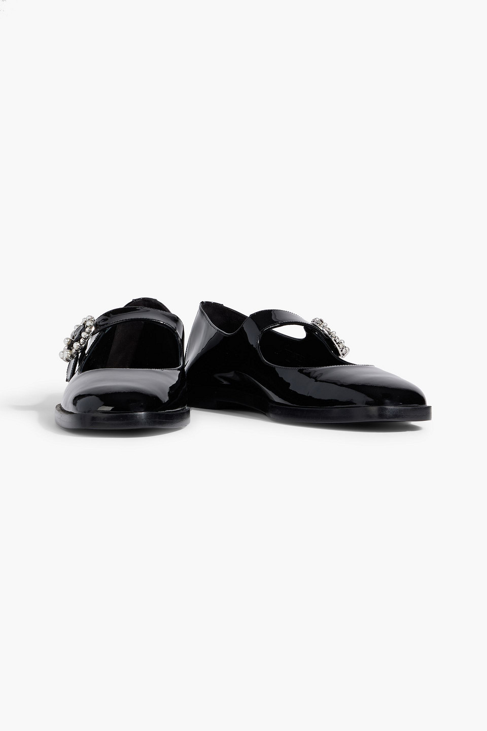 Stuart Weitzman Loralei Patent-leather Mary Jane Flats In Black