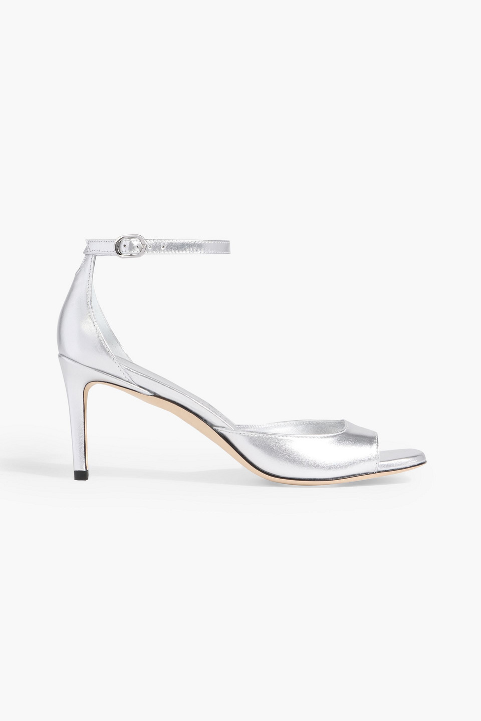 Stuart Weitzman Metallic Leather Sandals In Silver