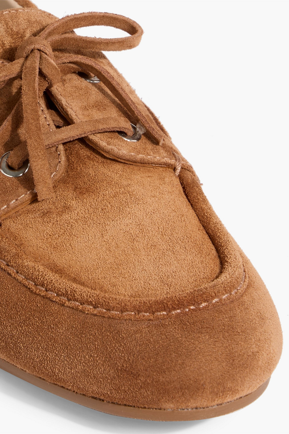 Stuart Weitzman Tinsley Suede Boat Loafers In Adobe