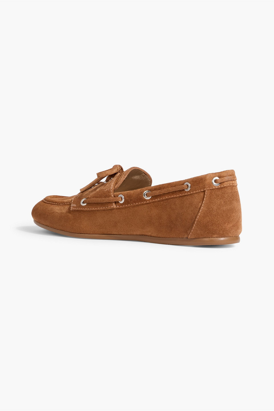 Stuart Weitzman Tinsley Suede Boat Loafers In Adobe